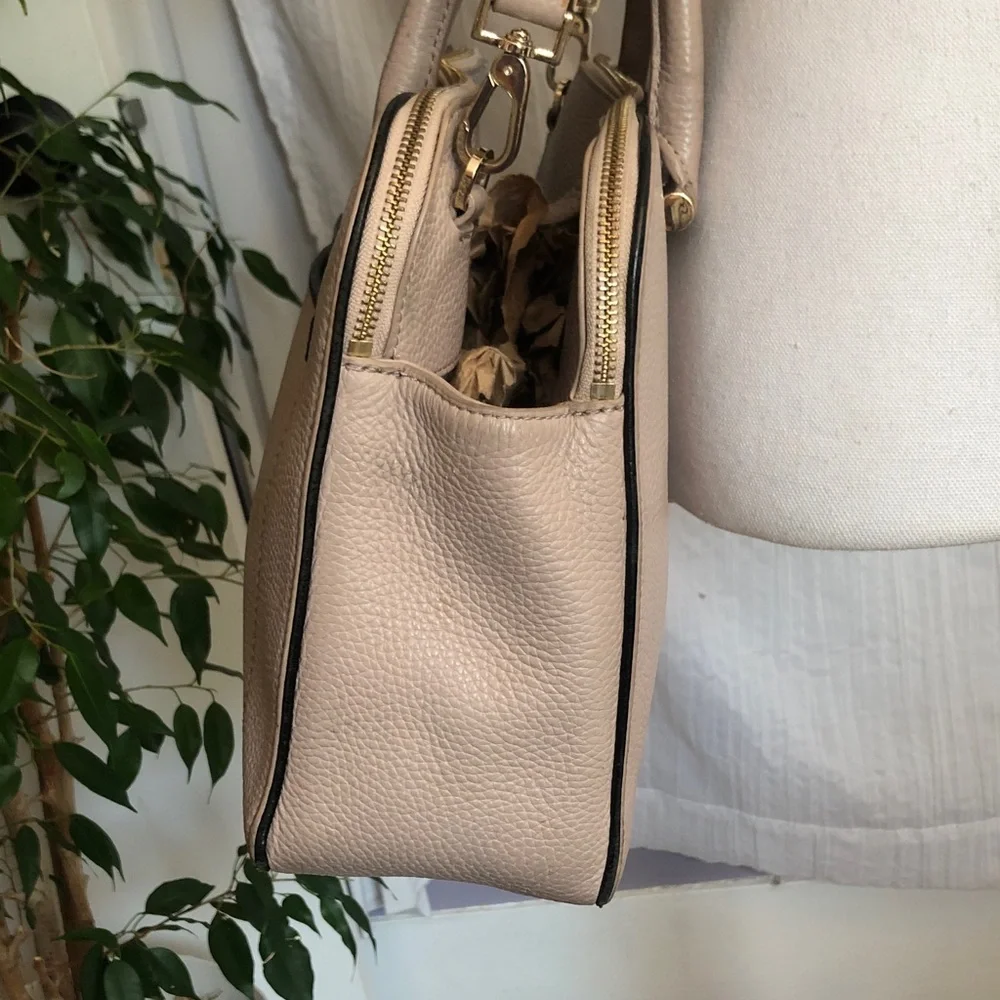 KATE SPADE dusty pink pebbled leather large satchel purse bag